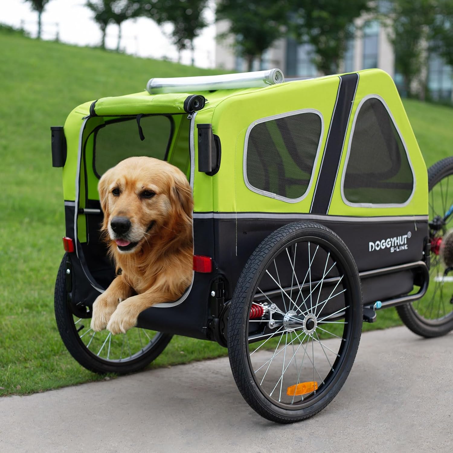 Doggyhut S-Line XL Hundeanhänger & Hundebuggy mit Federung 2 in 1 Hunde Fahrradanhänger Jogger gefedert bis 45 kg