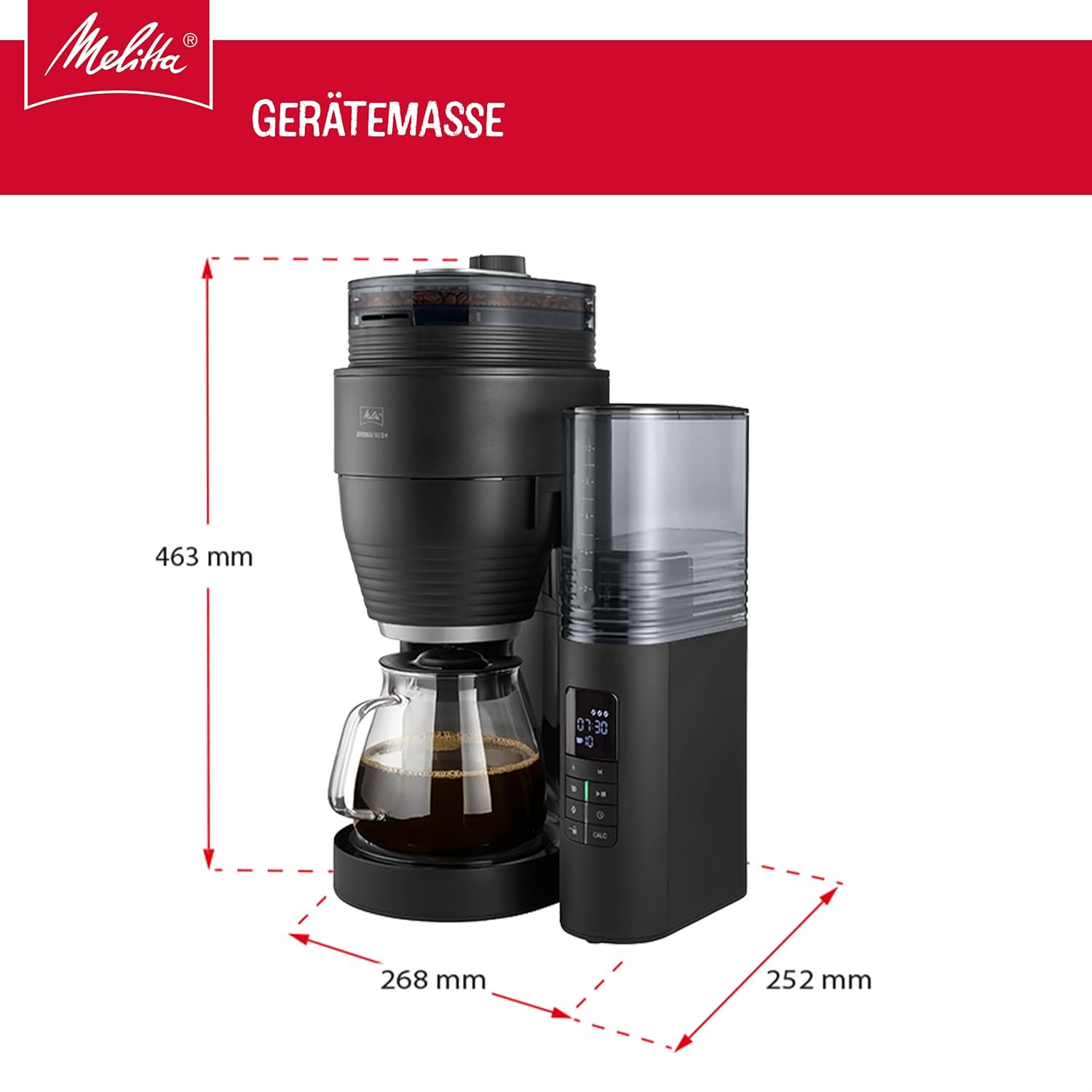 Melitta AromaFresh X - Kaffeemaschine mit Mahlwerk, Filterkaffeemaschine mit Glaskanne und Tropfstopp, für bis zu 10 Tassen Kaffee, schwarz/silber